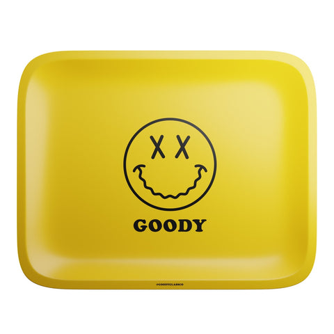 Goody Glass - Yellow Big Face Rolling Tray Goody Glass - Yellow Big Face Rolling Tray