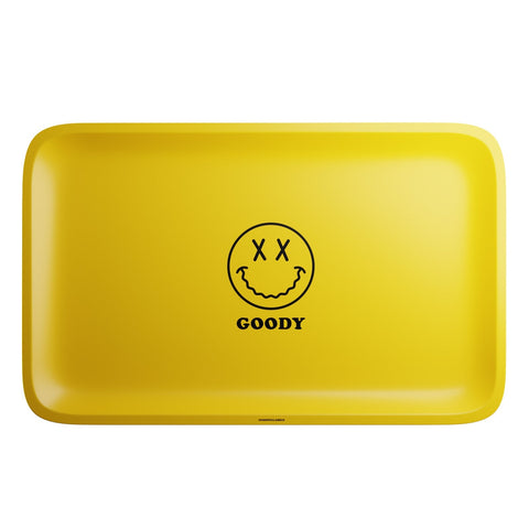 Goody Glass - Yellow Big Face Rolling Tray Goody Glass - Yellow Big Face Rolling Tray