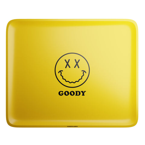 Goody Glass - Yellow Big Face Rolling Tray Goody Glass - Yellow Big Face Rolling Tray