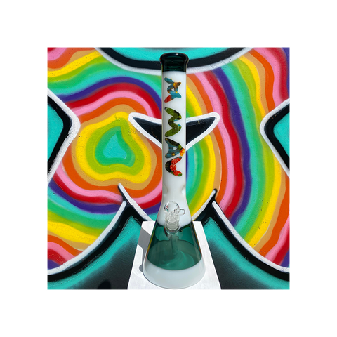 18" Cactus Teal & White Beaker Bong 18" Cactus Teal & White Beaker Bong