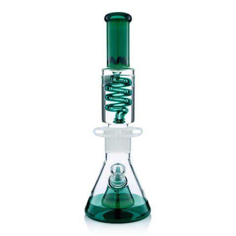 Teal and Green Slitted Pyramid Beaker Freezable Coil System Teal and Green Slitted Pyramid Beaker Freezable Coil System