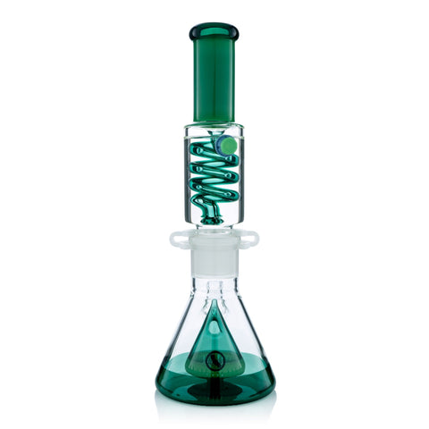 Teal and Green Slitted Pyramid Beaker Freezable Coil System Teal and Green Slitted Pyramid Beaker Freezable Coil System