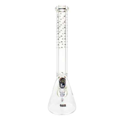 18" X 9mm Bats All Over Wigwag Stem Beaker Bong 18" X 9mm Bats All Over Wigwag Stem Beaker Bong