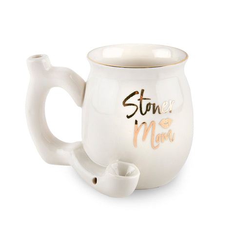 "Stoner Mom" Pipe Mug in White "Stoner Mom" Pipe Mug in White