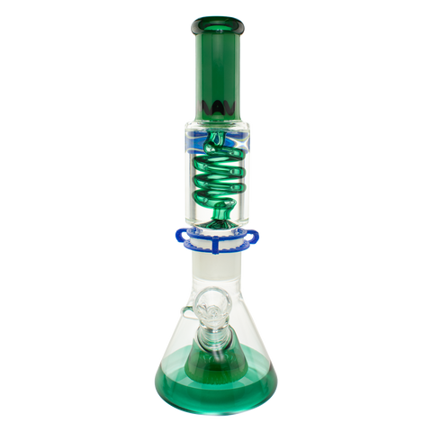 Teal and Green Slitted Pyramid Beaker Freezable Coil System Teal and Green Slitted Pyramid Beaker Freezable Coil System