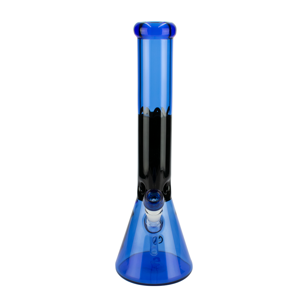 15" x 5mm Beaker Bong Black & Blue