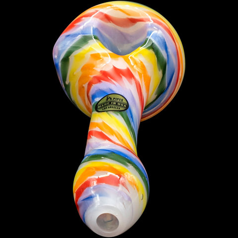 Rainbow Tie-Dye Glass Spoon Pipe on White