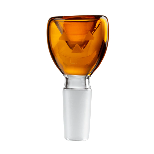 halloween themed glass bowl is orange with jack-o-lantern design.
