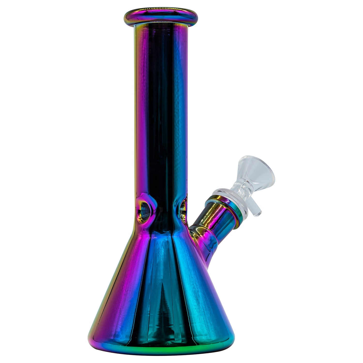 Iridescent Rainbow and Pearlescent Purple 8 Inch Beaker Bong